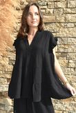 Tasha Cushion Cotton Cap Sleeve Tier Top Black